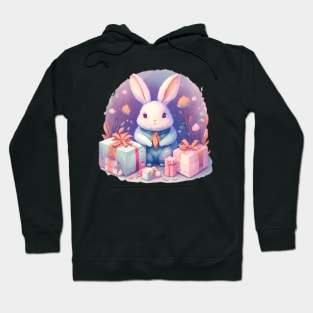 watercolor purple easter bunny gift illustration sticker Hoodie